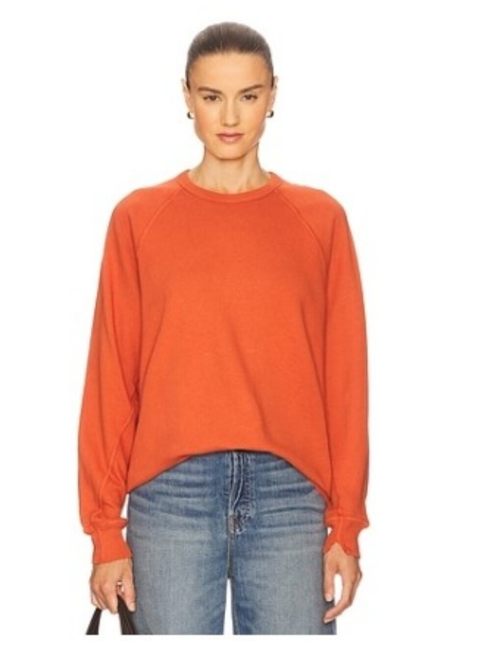 THE GREAT. Relaxed / Lightly Distressed College Sweatshirt Orange Size Medium